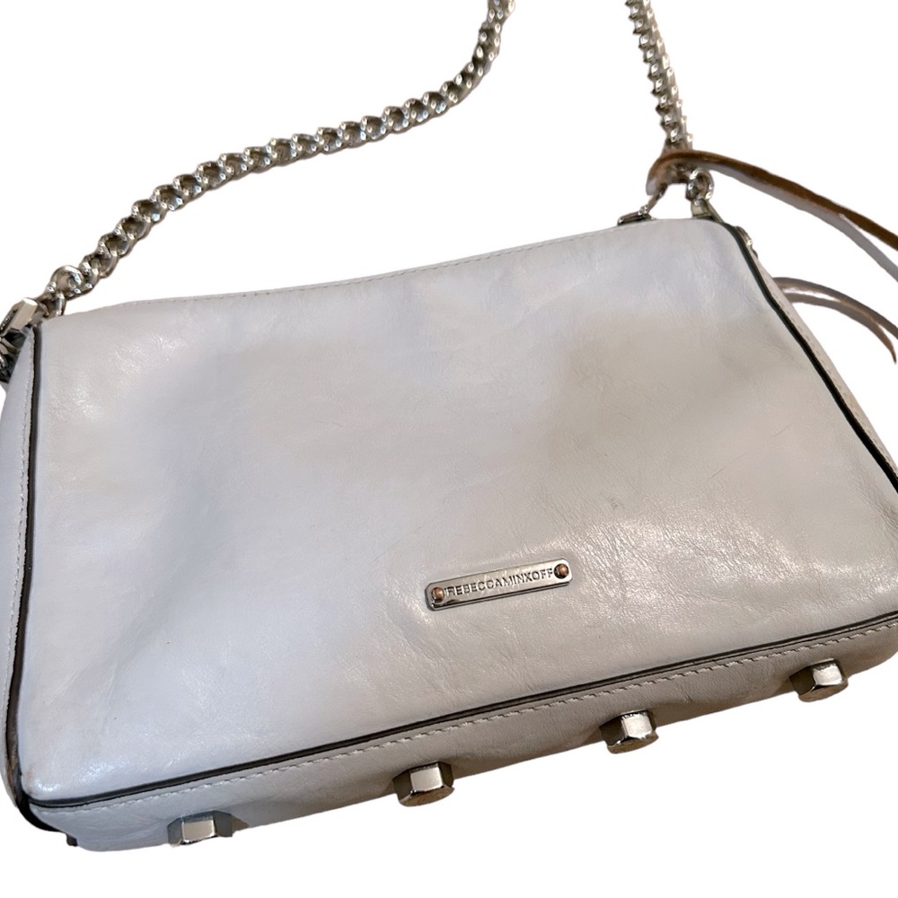 Rebecca Minkoff White Leather Crossbody Bag with Chain Strap - Picture 4 of 8